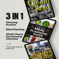 3-in-1 Home Management Guide (47 Pages) PDF| Whole House Decluttering Guide, Cleaning Routine & Meal Planning Guide